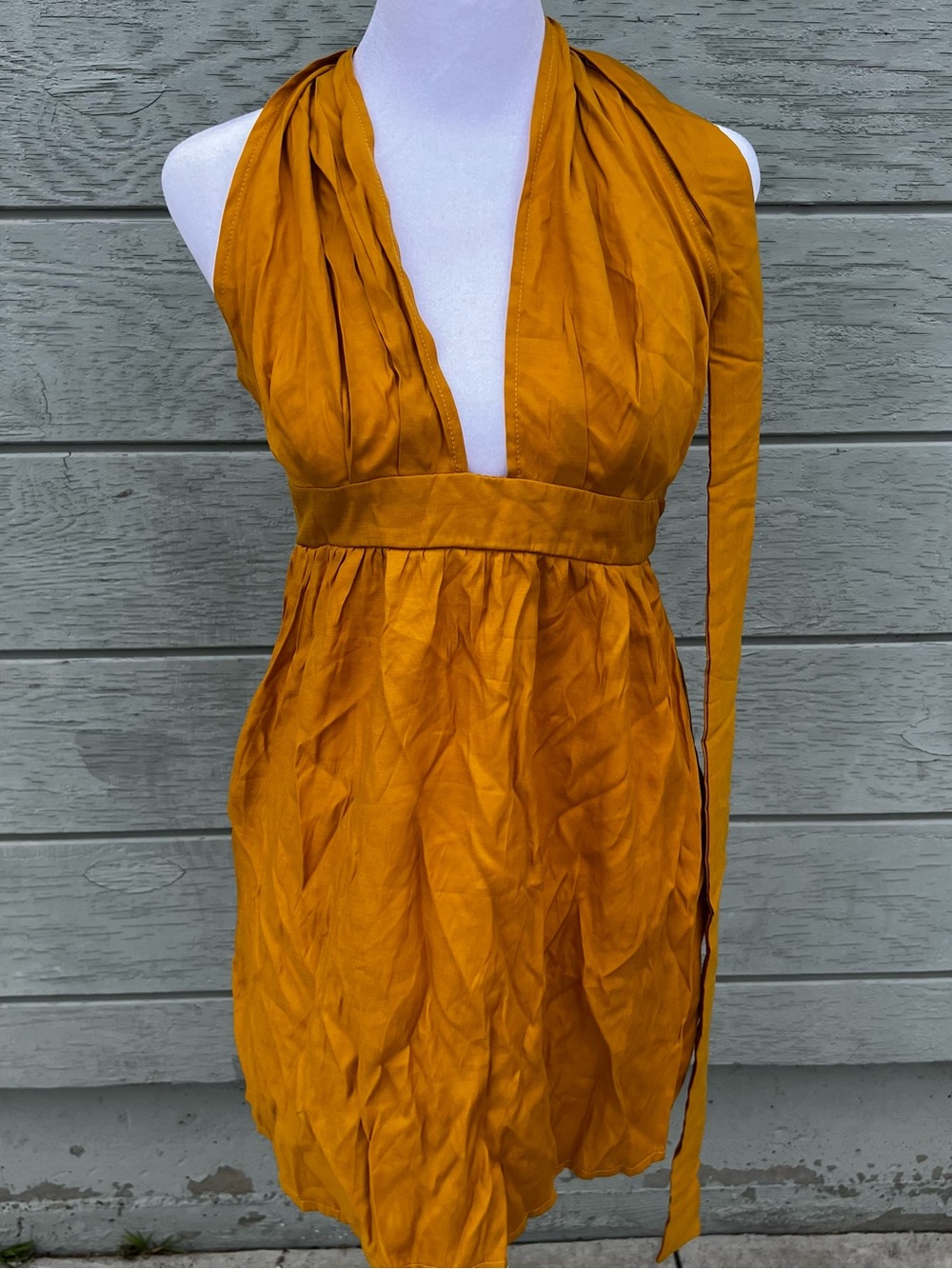 SHEIN Mustard Halter Midi Dress